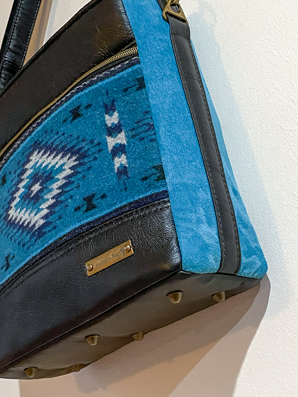 custom-black-leather-blue-tribal-tote-handmade-pennsylvania